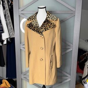 Leopard Collar Tan Women's Coat